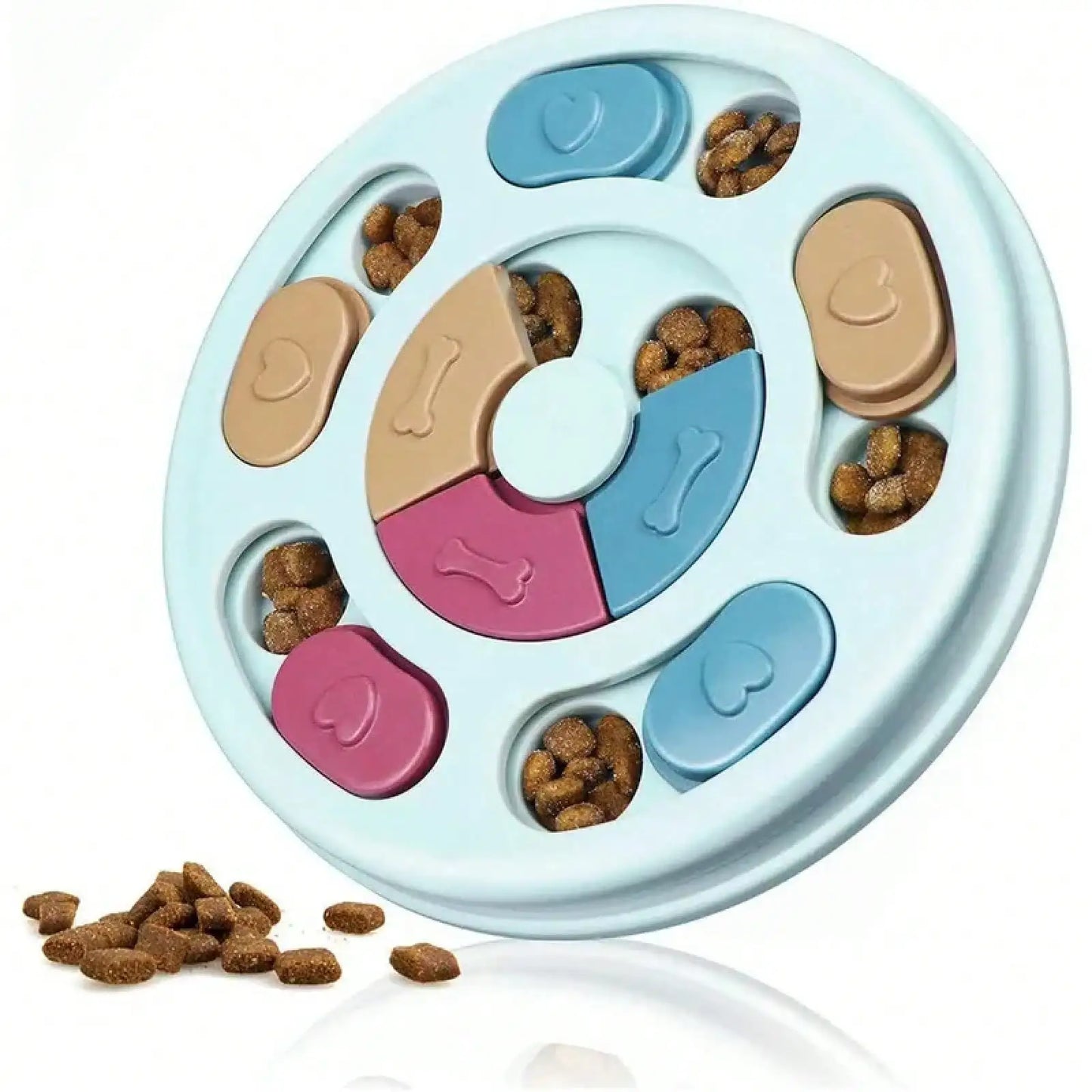 Non-Slip IQ Training Dog Puzzle Slow Feeder, Food Dispensing Bowl for Cats Dogs