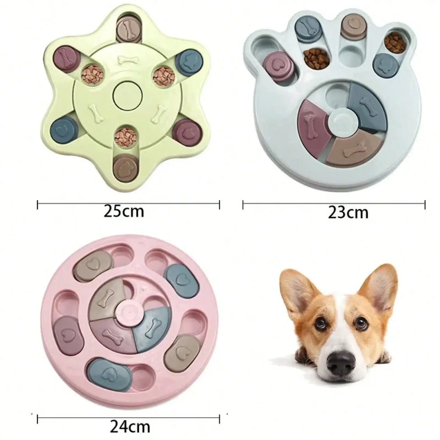 Non-Slip IQ Training Dog Puzzle Slow Feeder, Food Dispensing Bowl for Cats Dogs