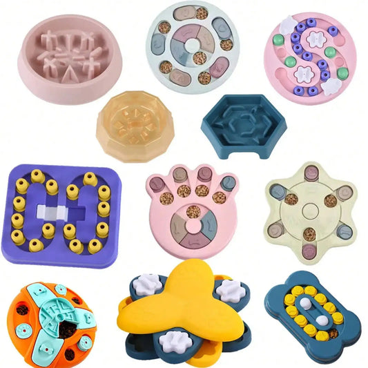 Non-Slip IQ Training Dog Puzzle Slow Feeder, Food Dispensing Bowl for Cats Dogs